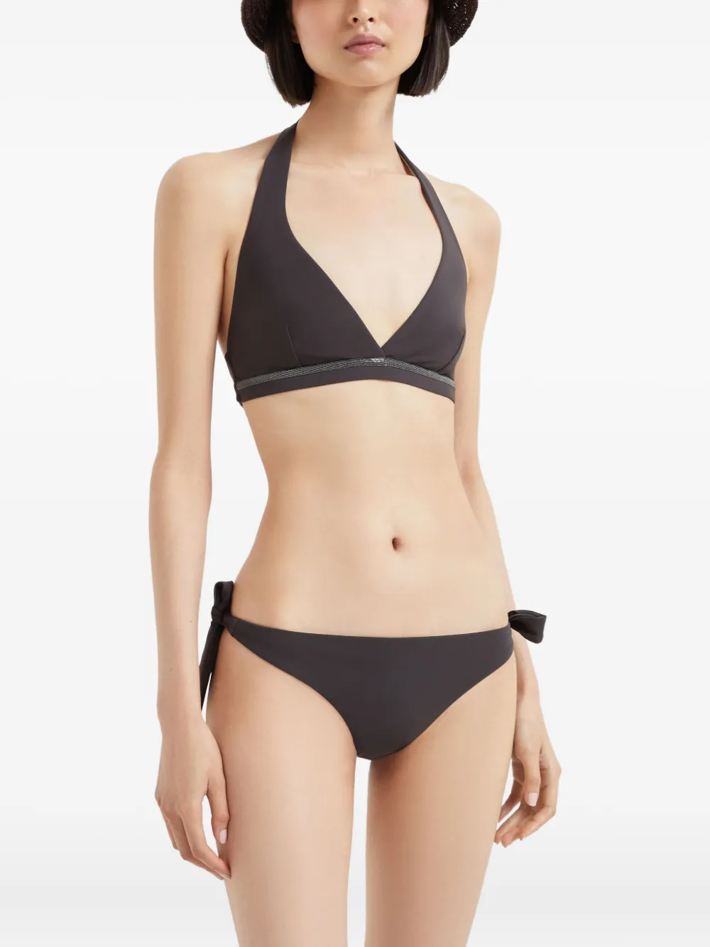 Brunello Cucinelli Bikinitop verfraaid met Monili-ketting Bruin