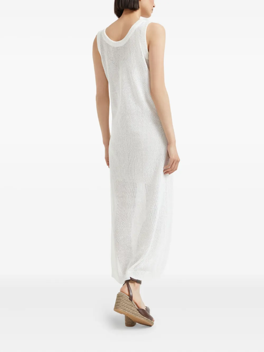 Brunello Cucinelli Gebreide maxi-jurk Wit