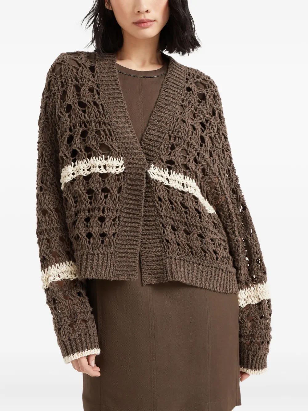 Brunello Cucinelli Opengebreid vest Bruin
