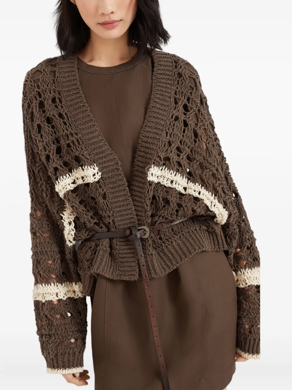 Brunello Cucinelli Opengebreid vest Bruin