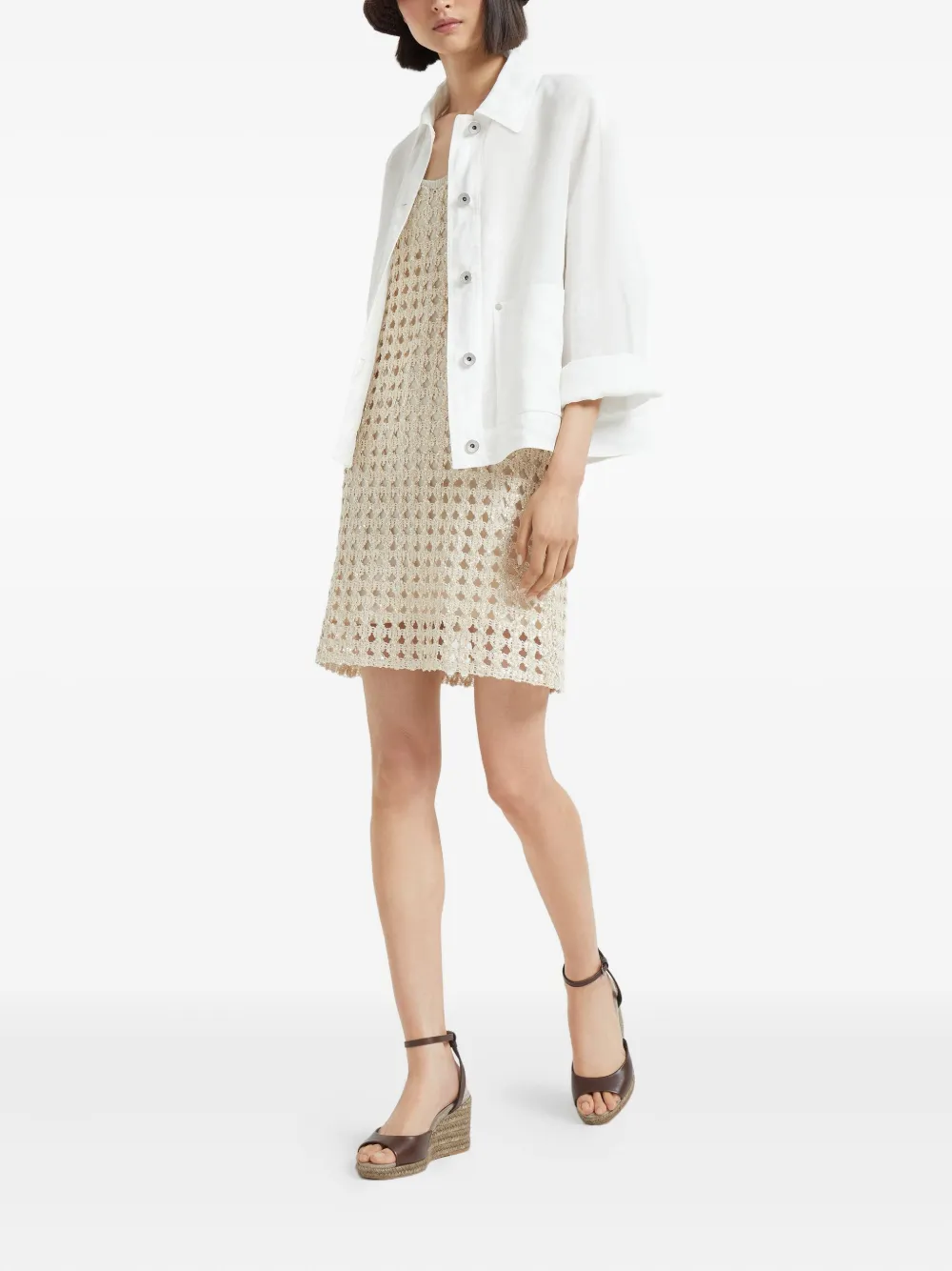 Brunello Cucinelli crochet-knit dress - Beige