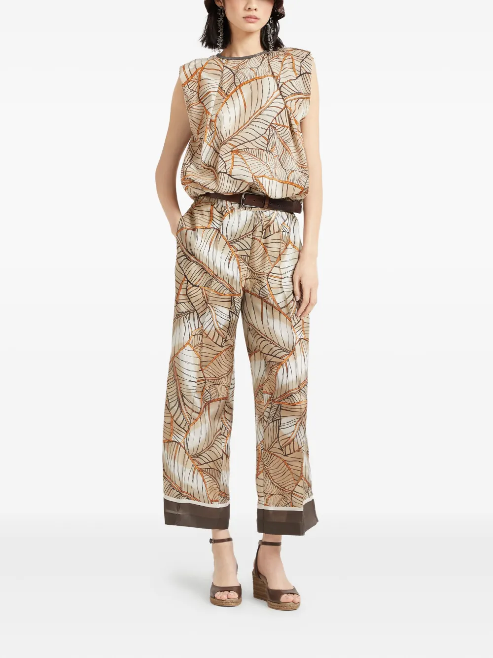 Brunello Cucinelli Broek met Papyrus-print - Beige