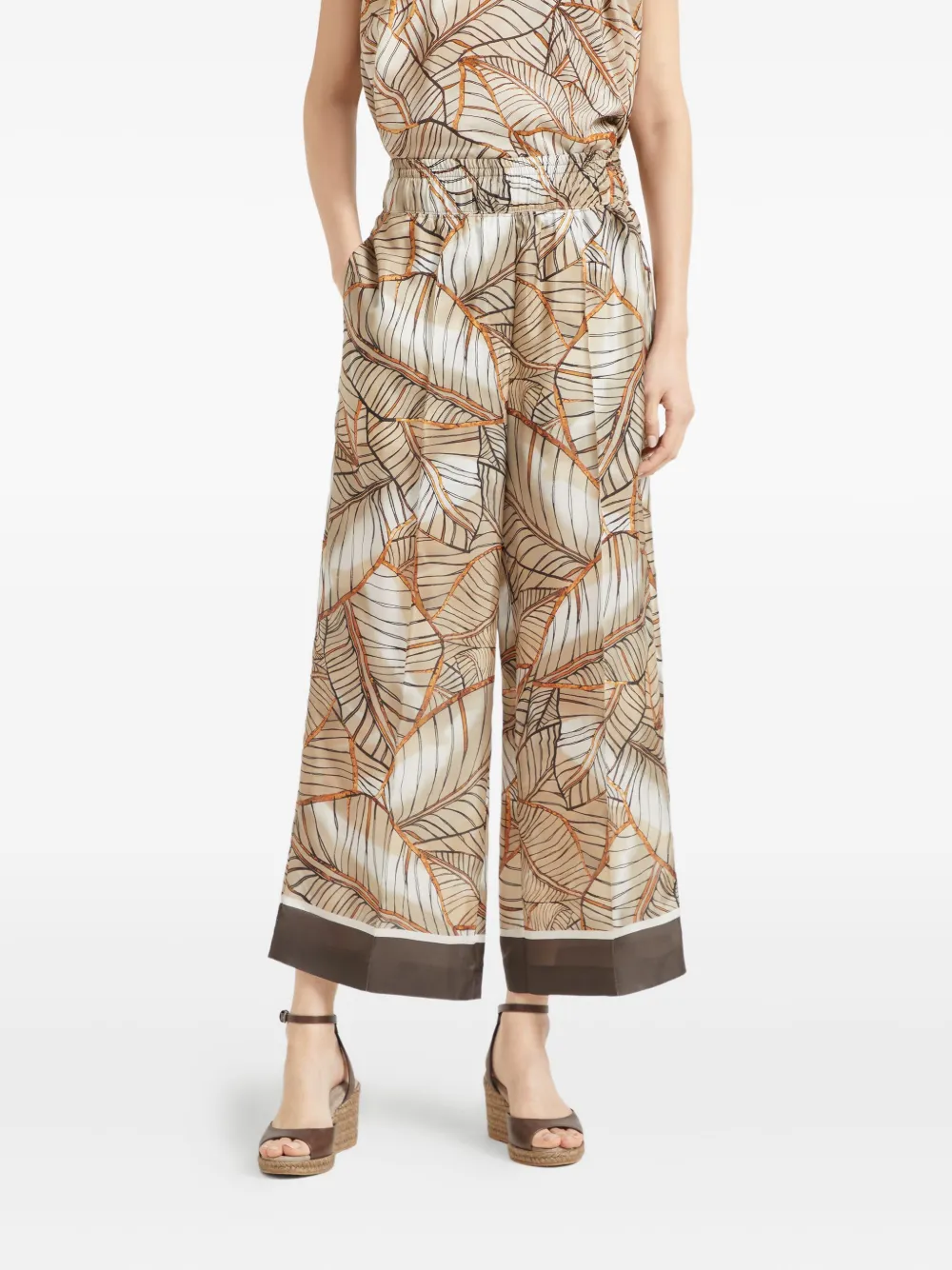 Brunello Cucinelli Broek met Papyrus-print Beige