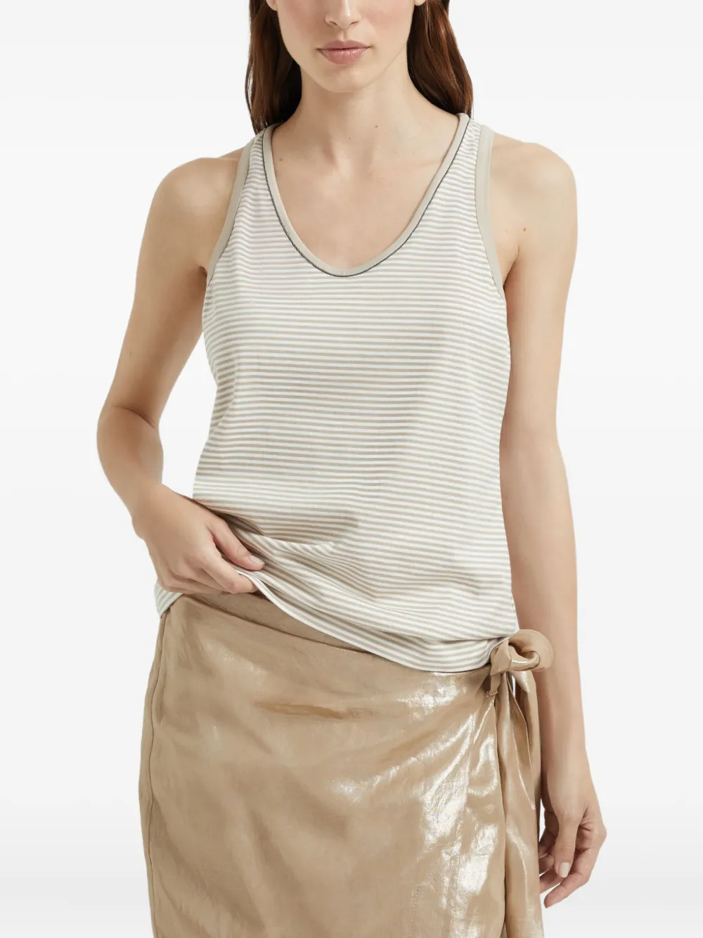 Brunello Cucinelli Gestreepte tanktop Beige