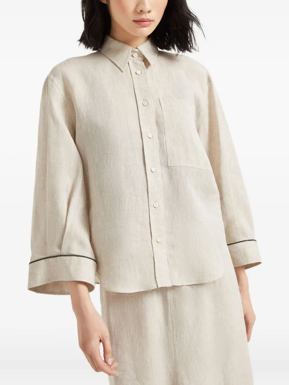 Brunello Cucinelli Blouse met kettingdetail Beige