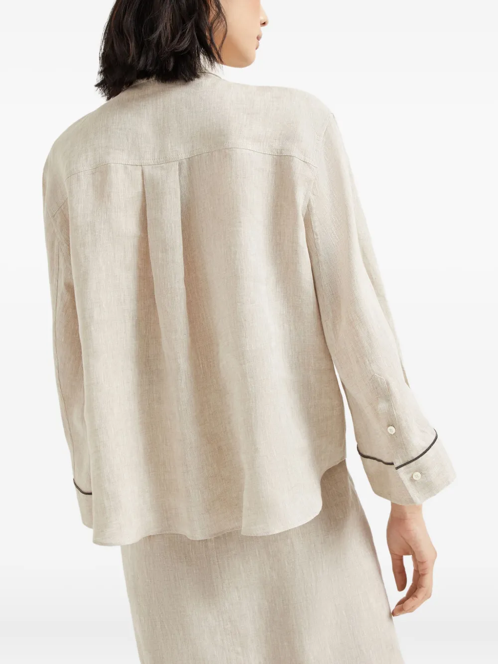 Brunello Cucinelli Blouse met kettingdetail Beige