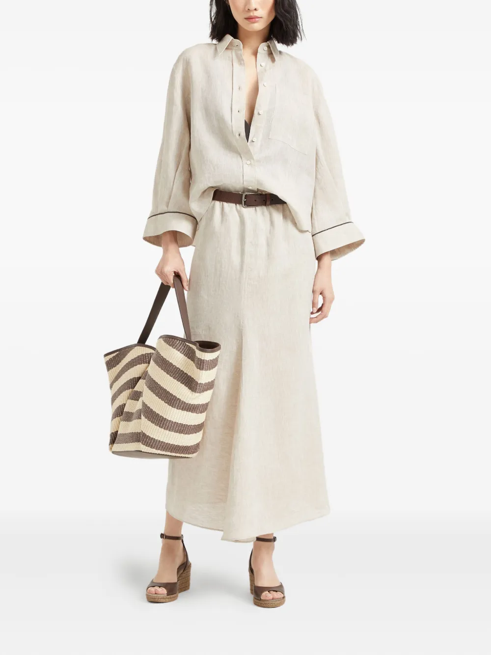Brunello Cucinelli Linnen maxi-rok - Beige