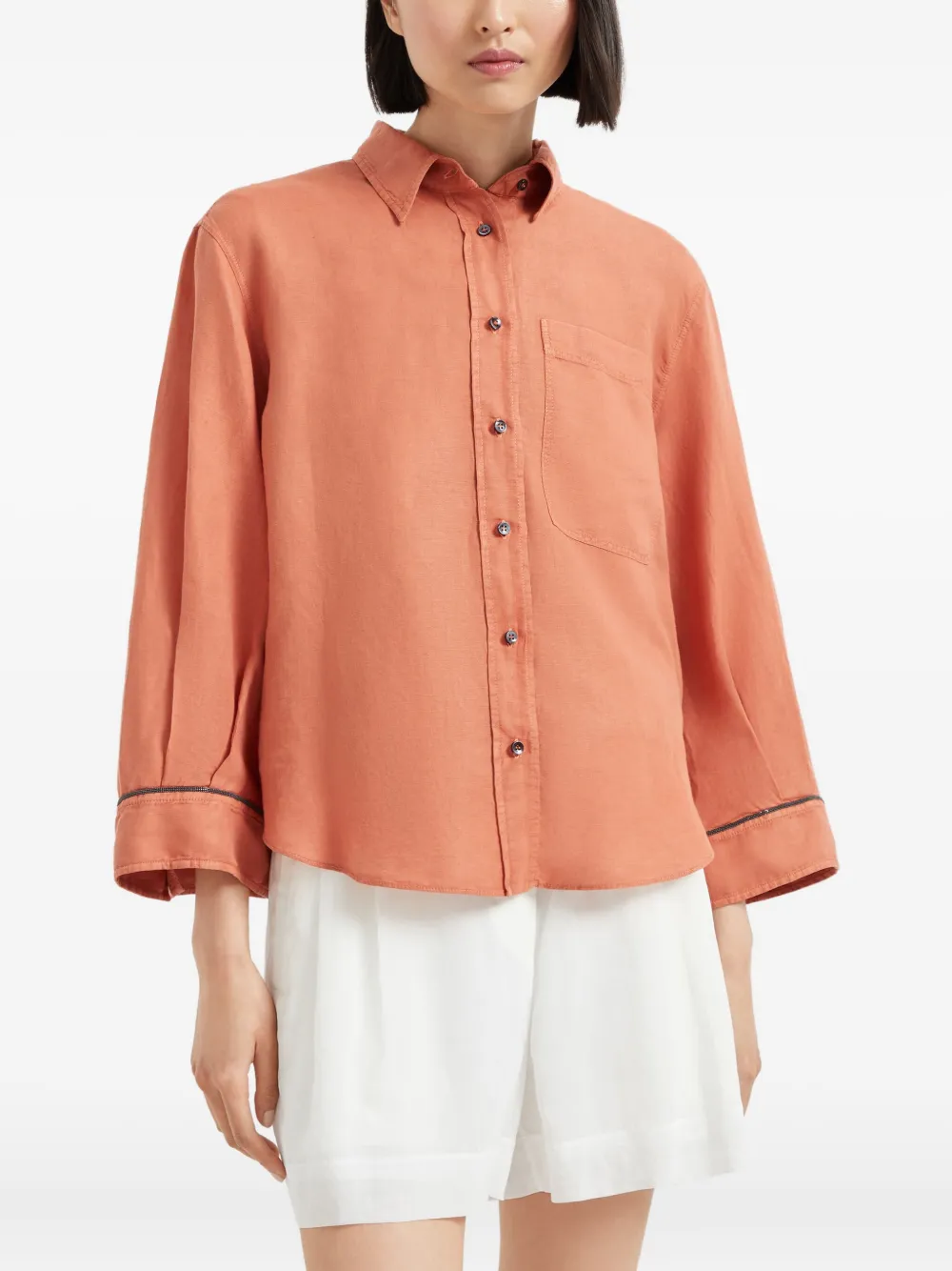 Brunello Cucinelli Pinpoint blouse Oranje