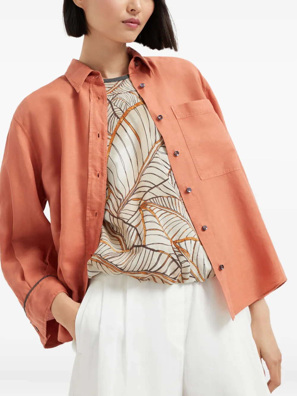 Brunello Cucinelli Pinpoint blouse Oranje