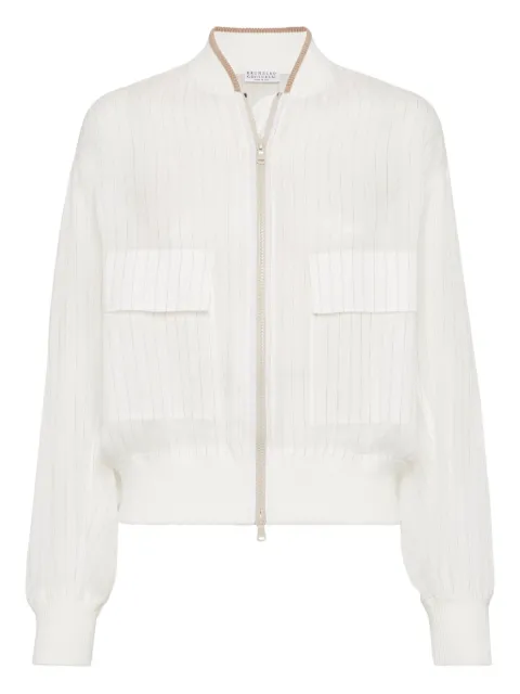 Brunello Cucinelli striped bomber jacket 