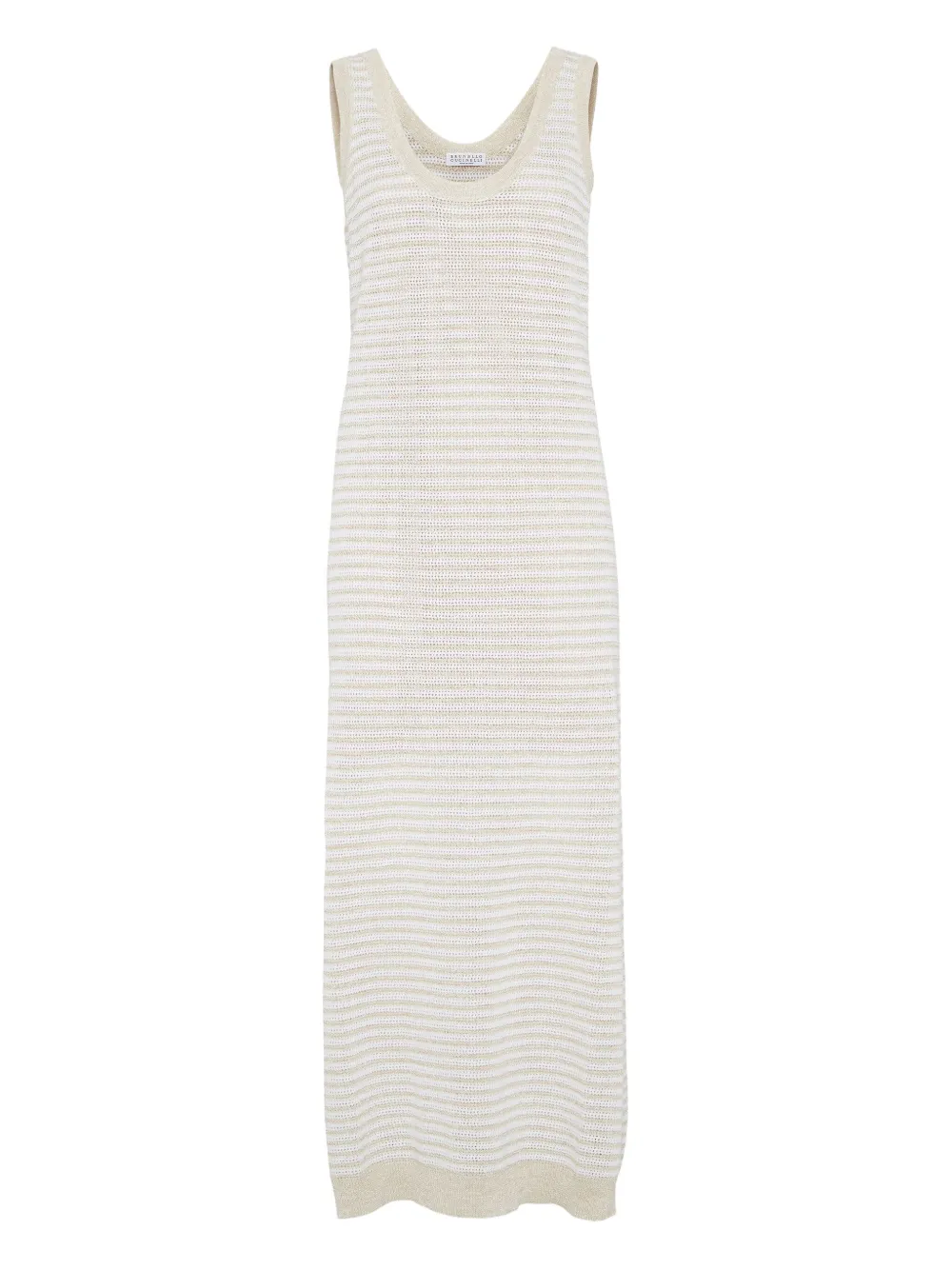 Brunello Cucinelli robe en maille ajourée à coupe longue | blanc | Image 1