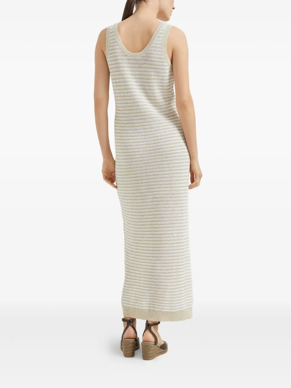 Brunello Cucinelli Opengebreide maxi-jurk Wit