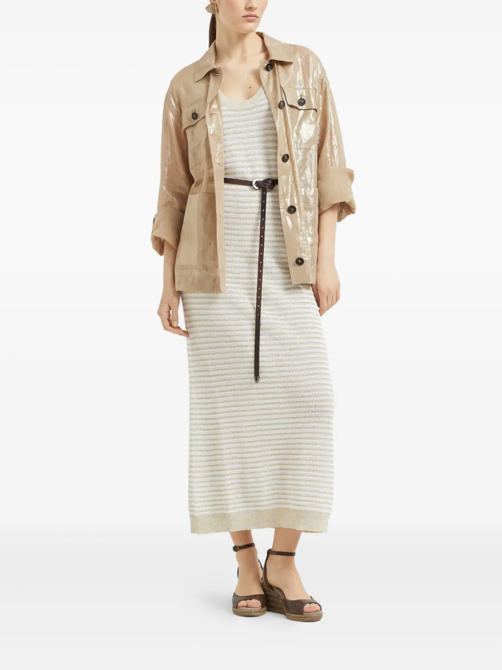 Brunello Cucinelli Opengebreide maxi-jurk - Wit