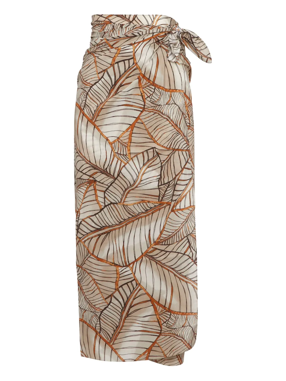 Brunello Cucinelli Wikkelrok met bladprint Bruin