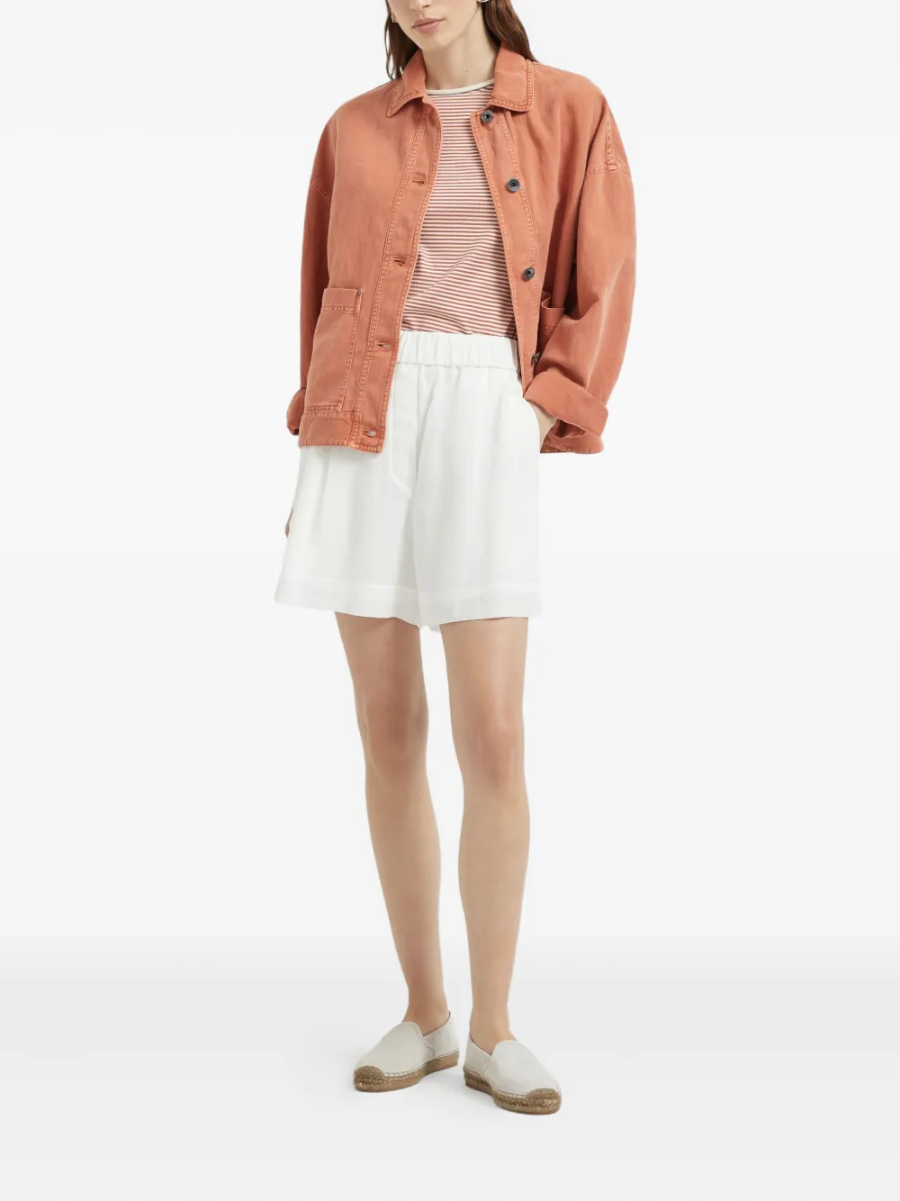 Brunello Cucinelli Gestreept T-shirt Oranje