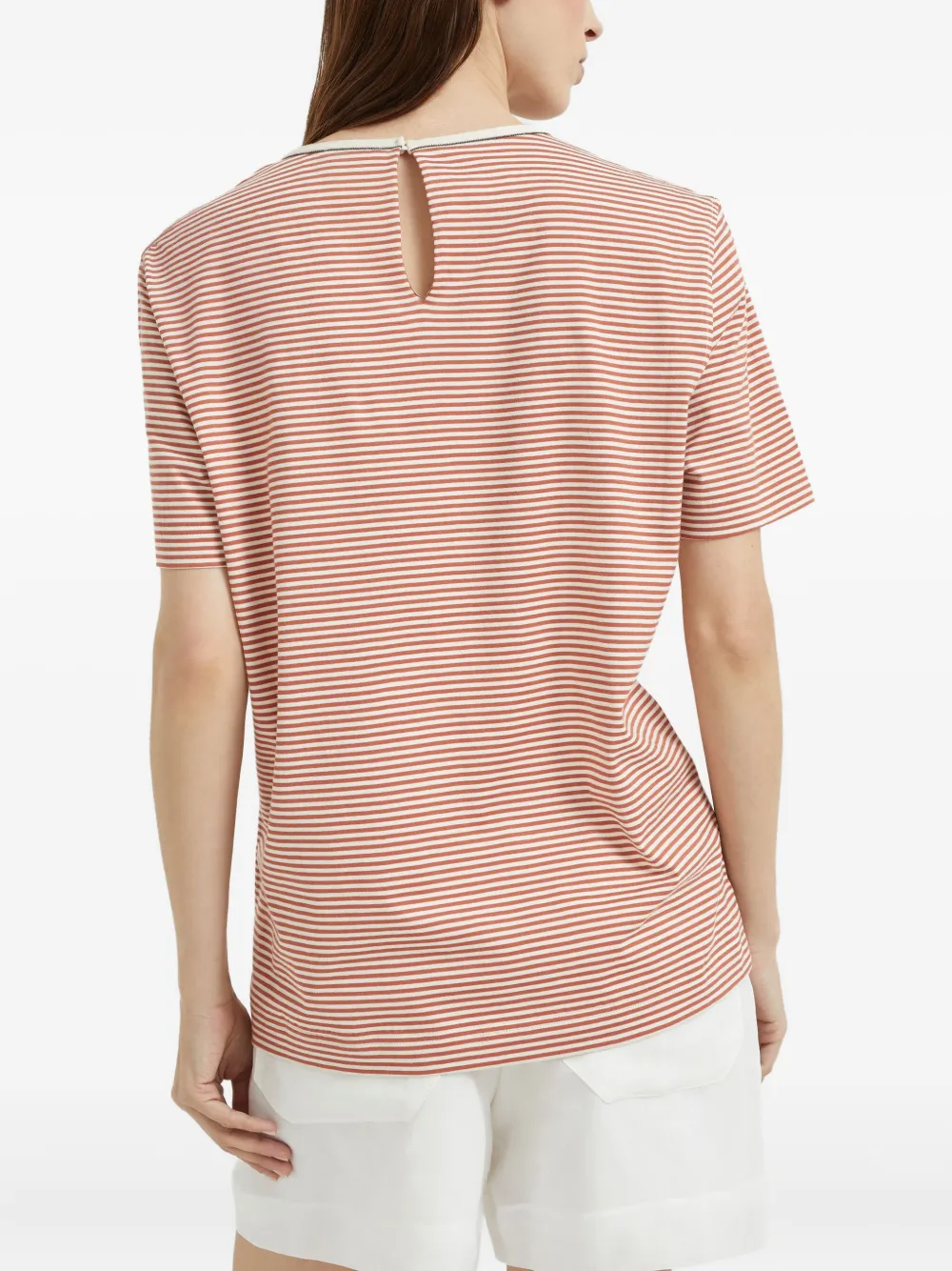 Brunello Cucinelli Gestreept T-shirt Oranje