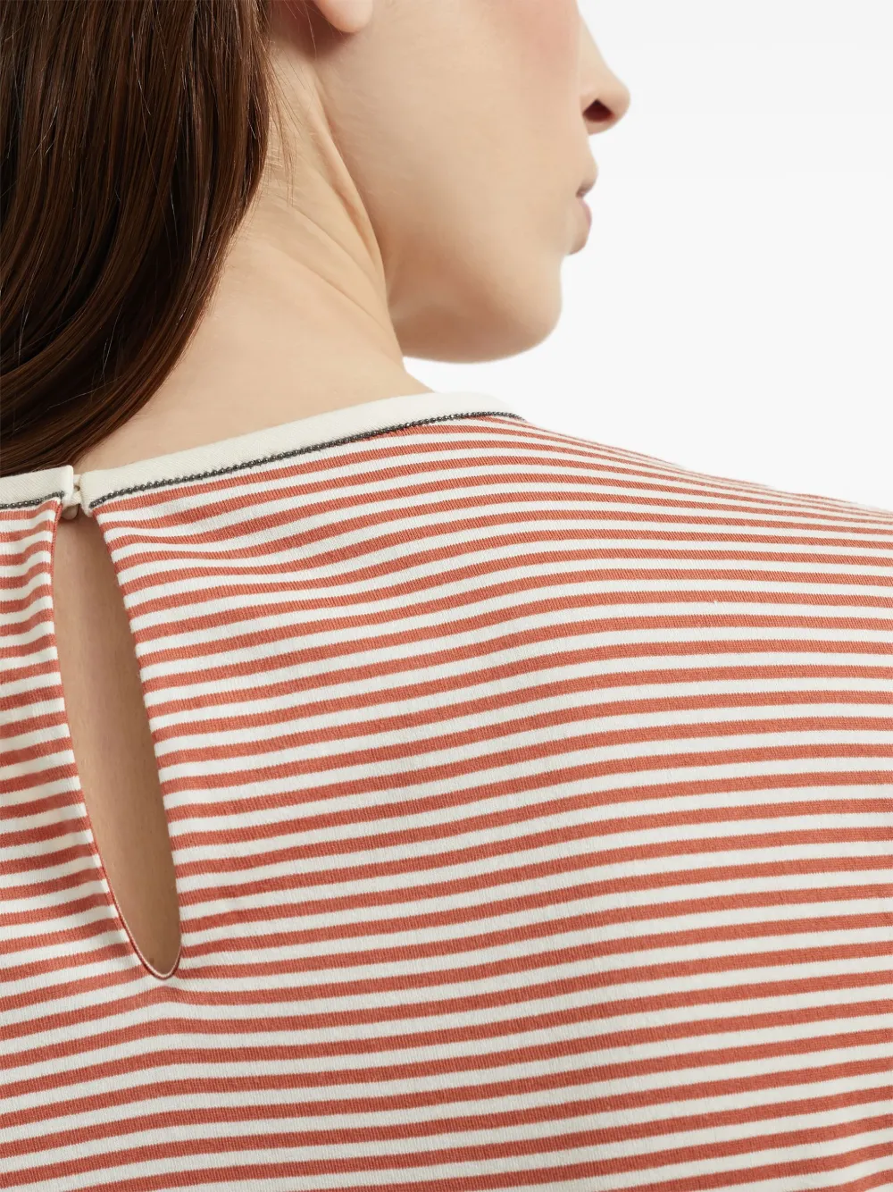 Brunello Cucinelli Gestreept T-shirt Oranje