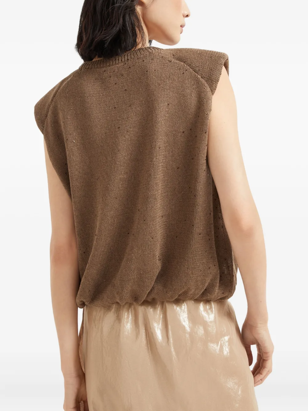 Brunello Cucinelli Tanktop verfraaid met pailletten Bruin