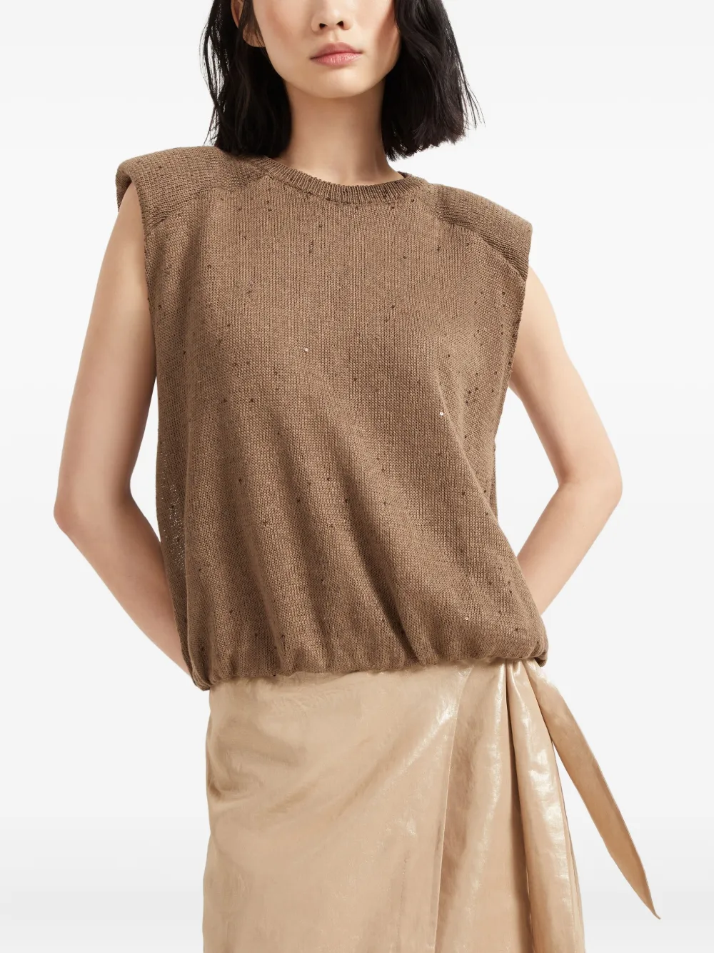 Brunello Cucinelli Tanktop verfraaid met pailletten Bruin