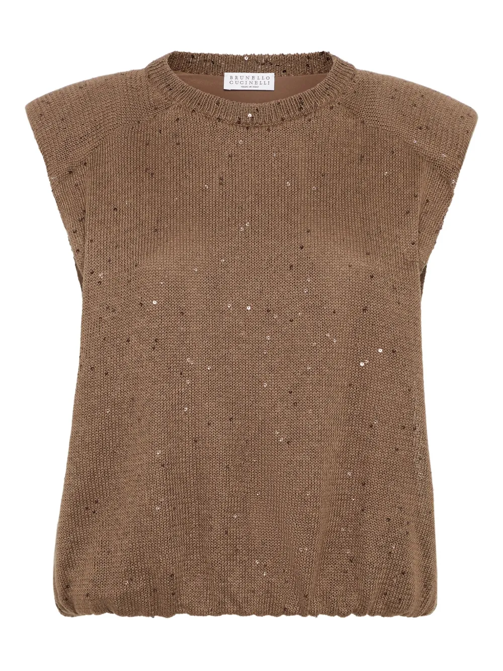 Brunello Cucinelli haut en maille à sequins | marron | Image 1