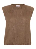 Brunello Cucinelli sequin-embellished knitted top - Brown