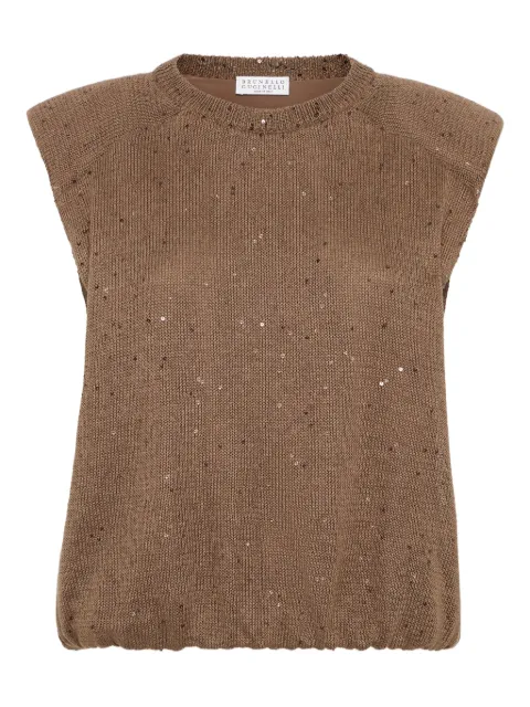 Brunello Cucinelli sequin-embellished knitted top 