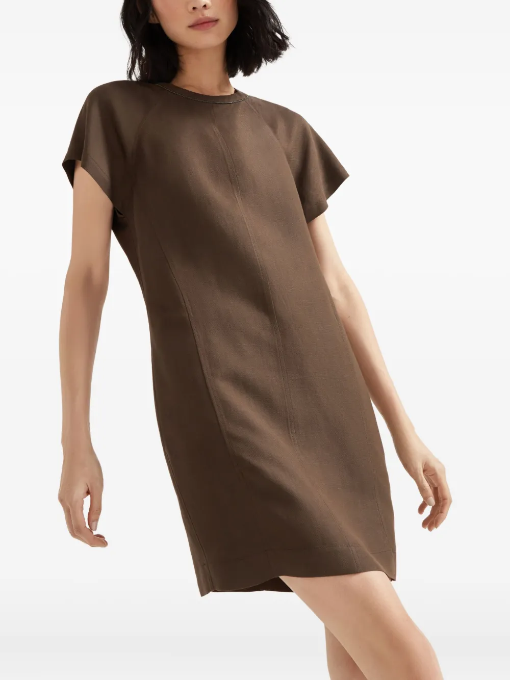 Brunello Cucinelli Mini-jurk met Monili-kettingdetail Bruin