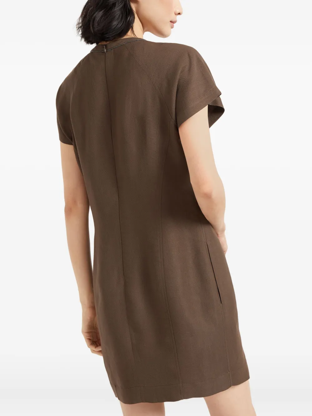 Brunello Cucinelli Mini-jurk met Monili-kettingdetail Bruin
