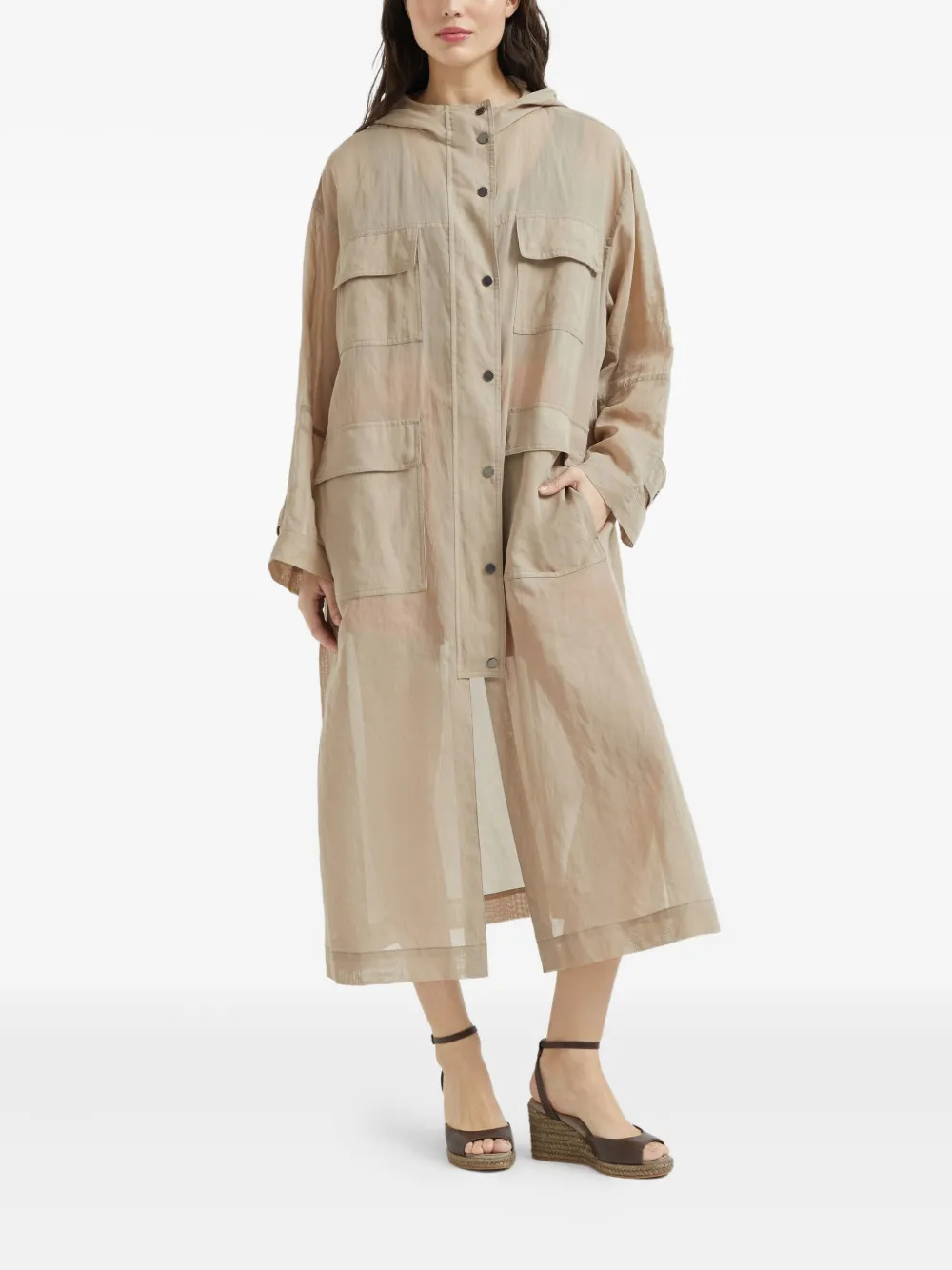 Brunello Cucinelli Jas met moniliketting Beige