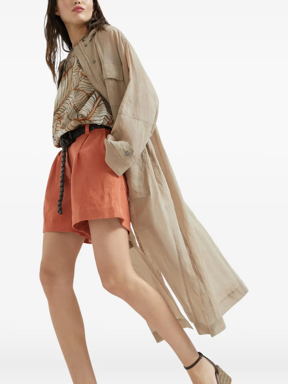 Brunello Cucinelli Jas met moniliketting Beige