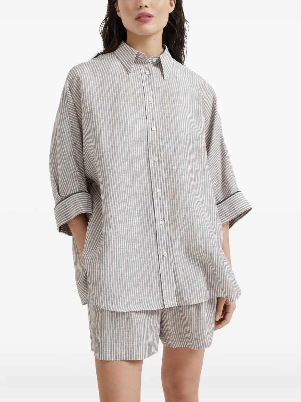 Brunello Cucinelli Linnen blouse Bruin