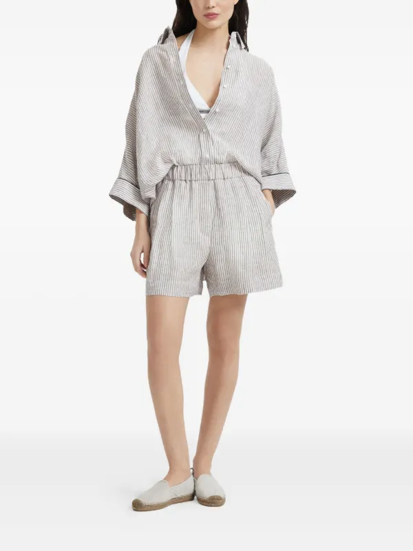 【美品】✨ BRUNELLO CUCINELLI モニーレシャツ　Lサイズ Brunello Cucinelli - Silver Lurex Stripe Sleeveless Polo