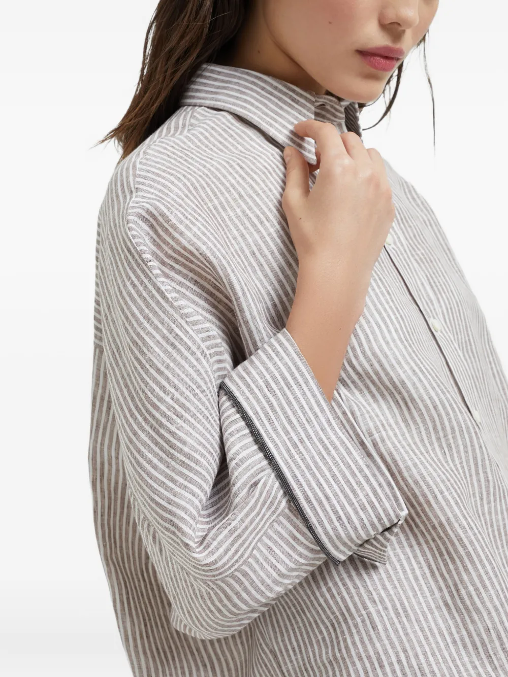 Brunello Cucinelli Linnen blouse Bruin
