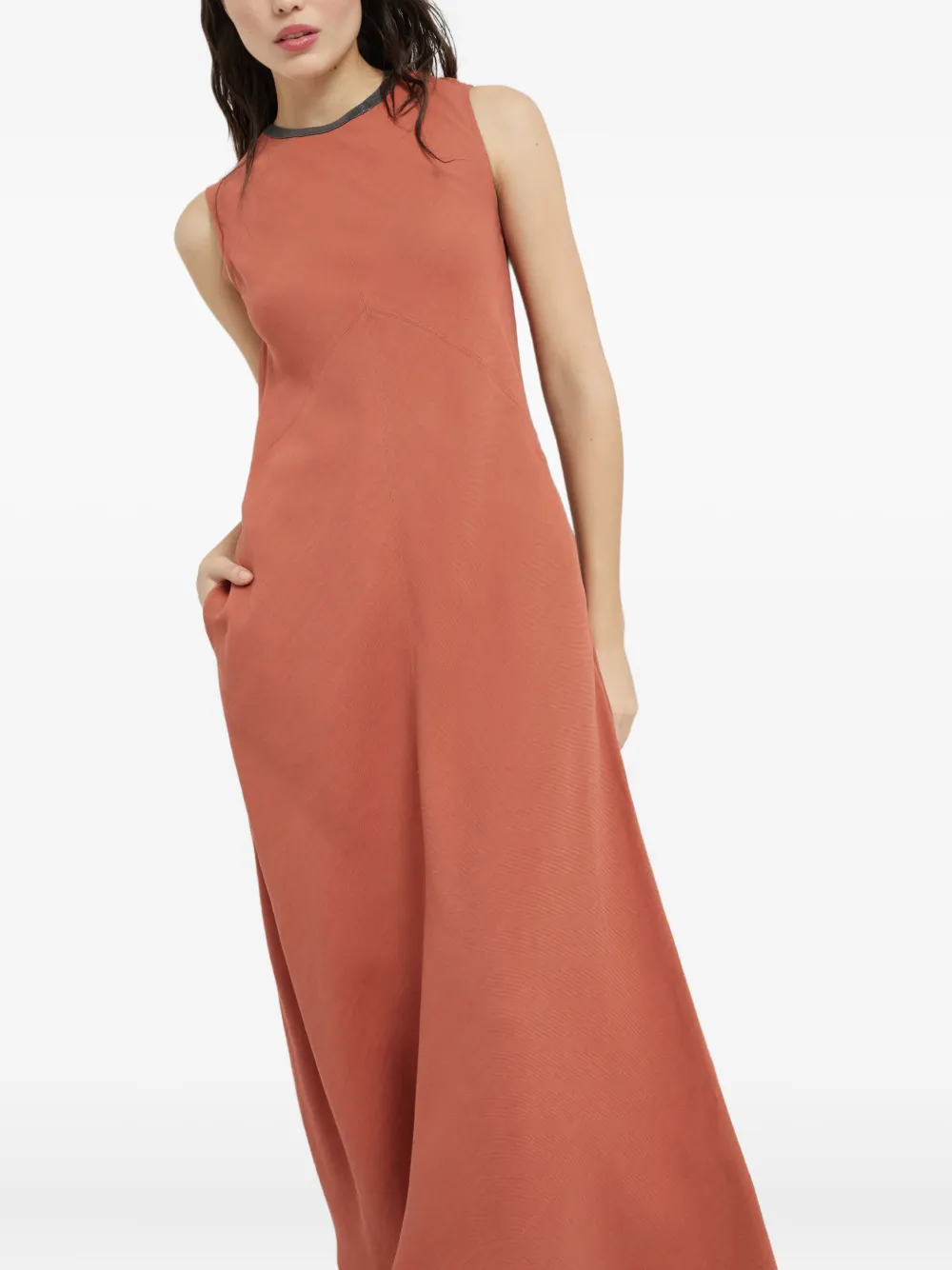 Brunello Cucinelli Midi-jurk met Monili-kettingdetail Oranje
