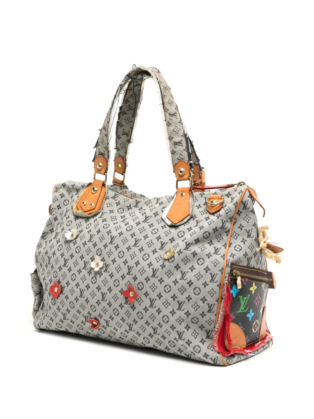Pre-owned Louis Vuitton Denim Patchwork Cabby Bag In Blue