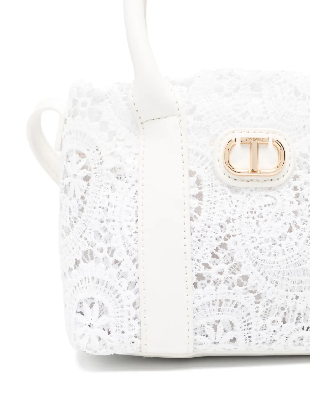 TWINSET Kids Macramé schoudertas met kant Wit