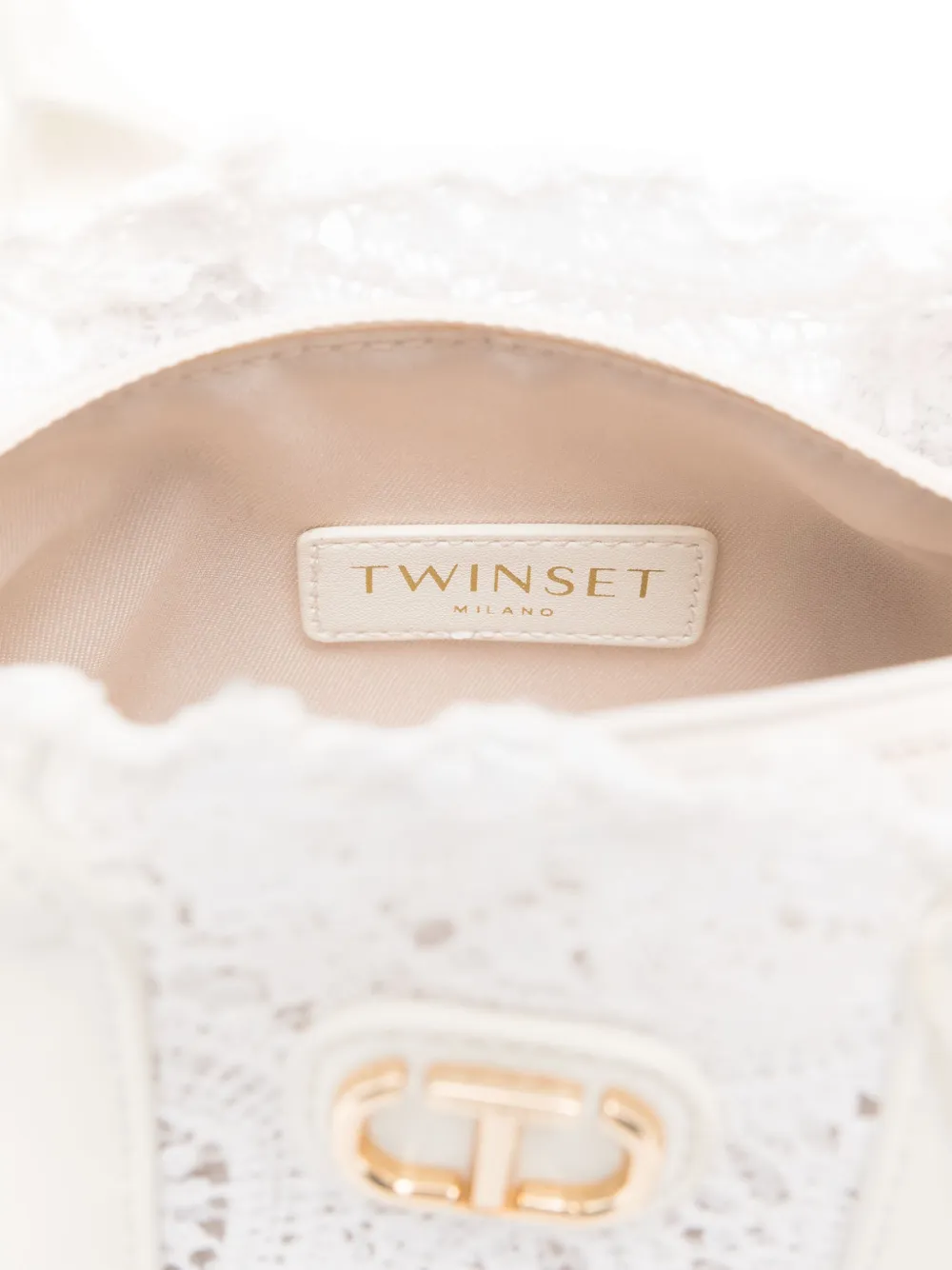TWINSET Kids Macramé schoudertas met kant Wit