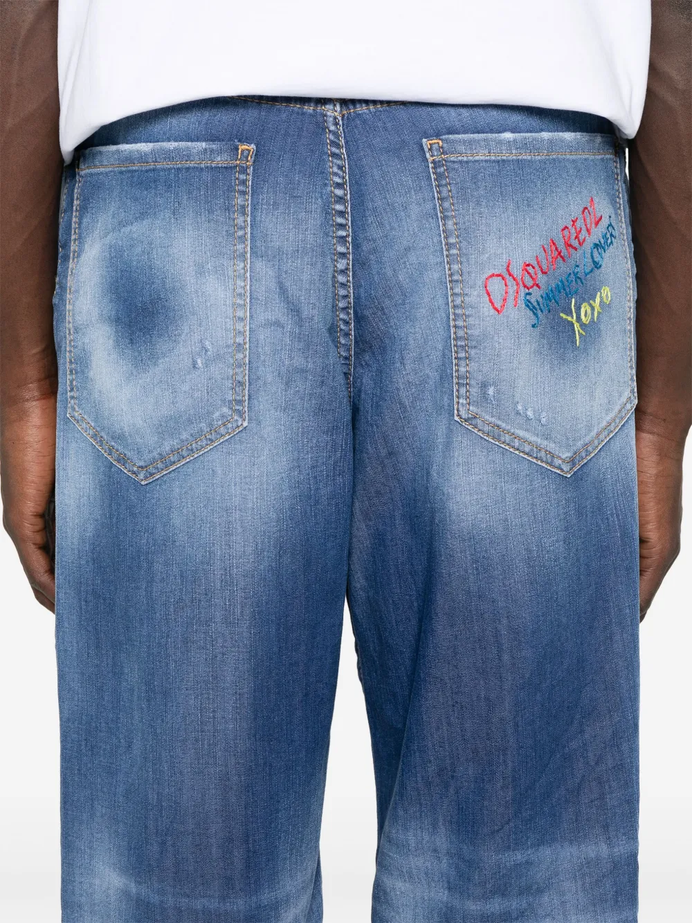Shop Dsquared2 Logo-embroidered Jeans In Blue