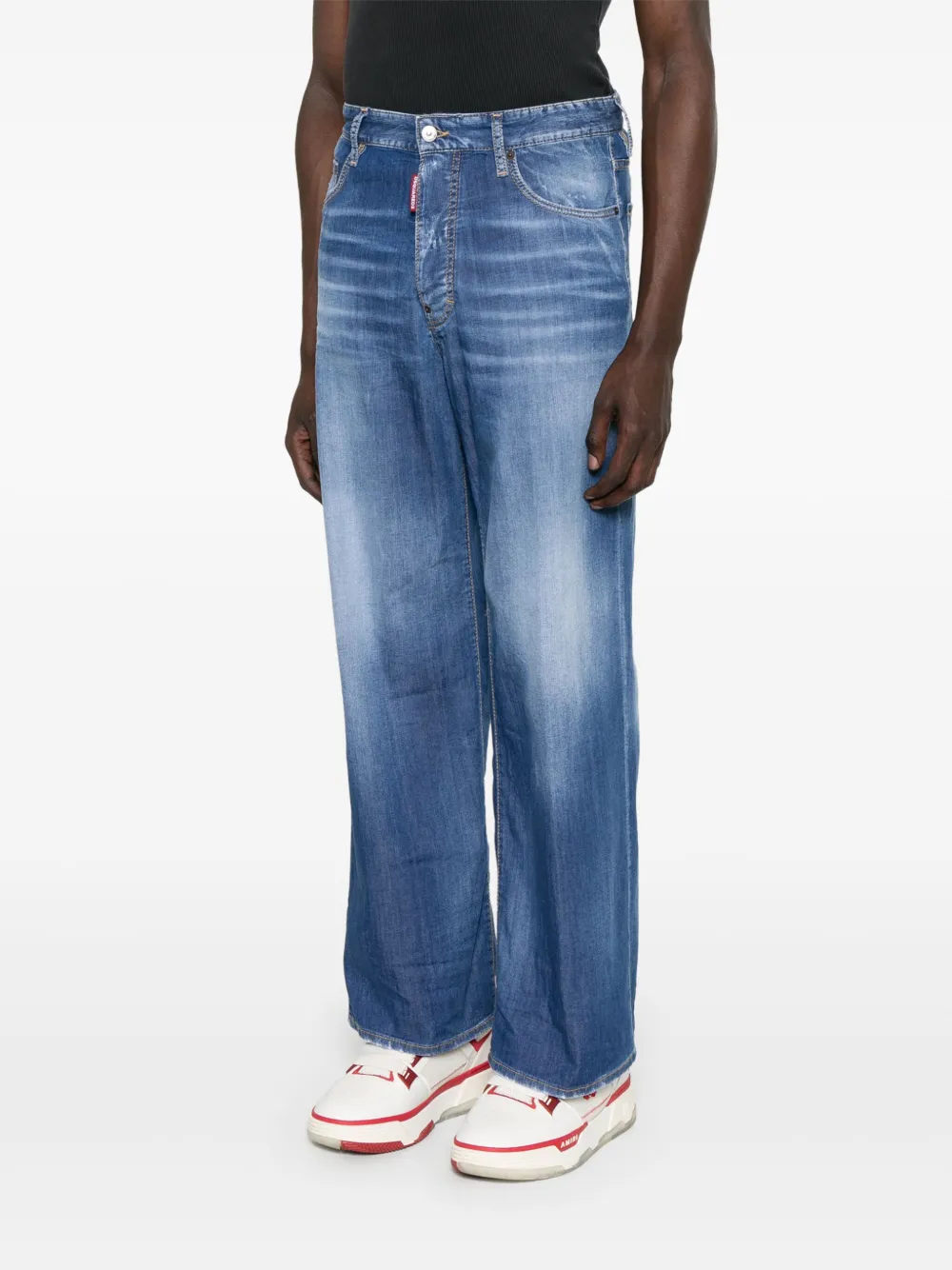 Shop Dsquared2 Logo-embroidered Jeans In Blue