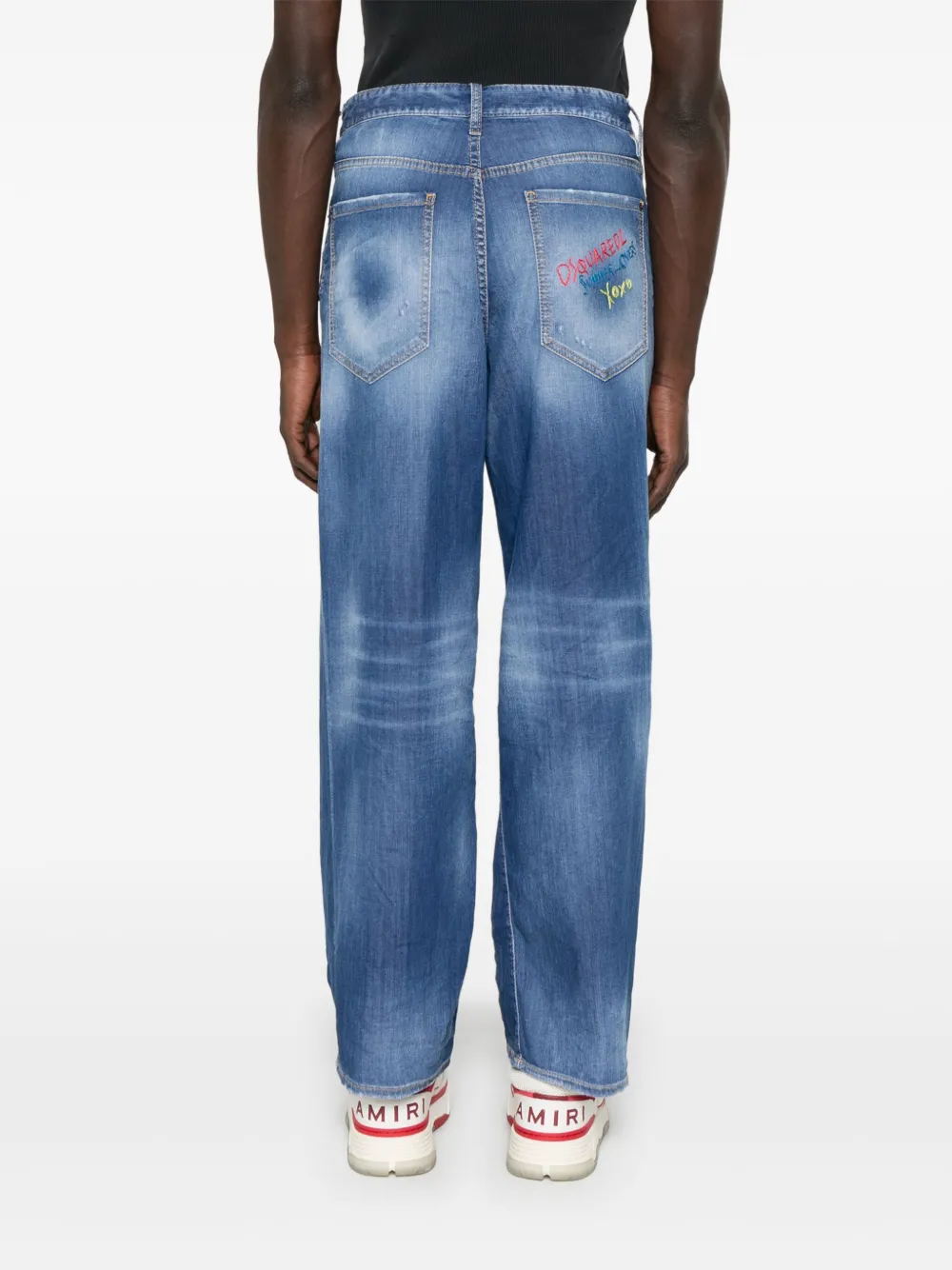 Shop Dsquared2 Logo-embroidered Jeans In Blue