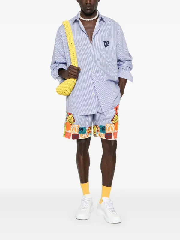【送料&関税込】Dsquared2 Blue Shirt With All-over Striped M DSQUARED2 Striped Shirt | Blue | FARFETCH