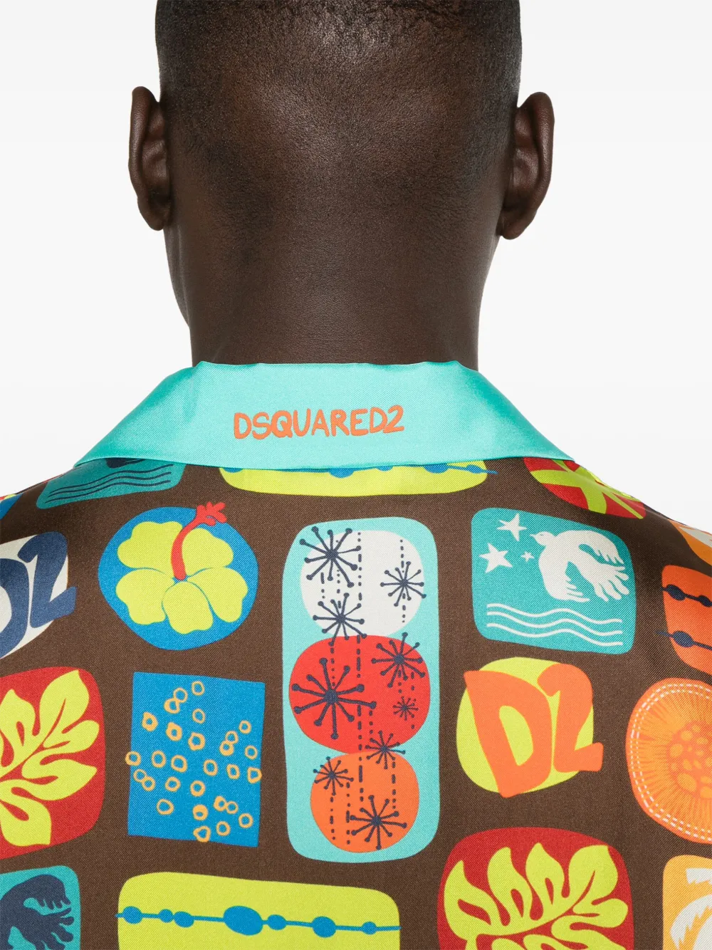 Shop Dsquared2 Printed Shirt In Brown