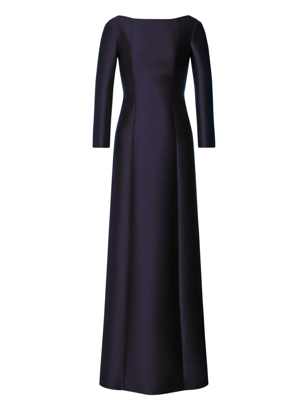 Alberta Ferretti Long-sleeved Mikado Evening Dress In Blue