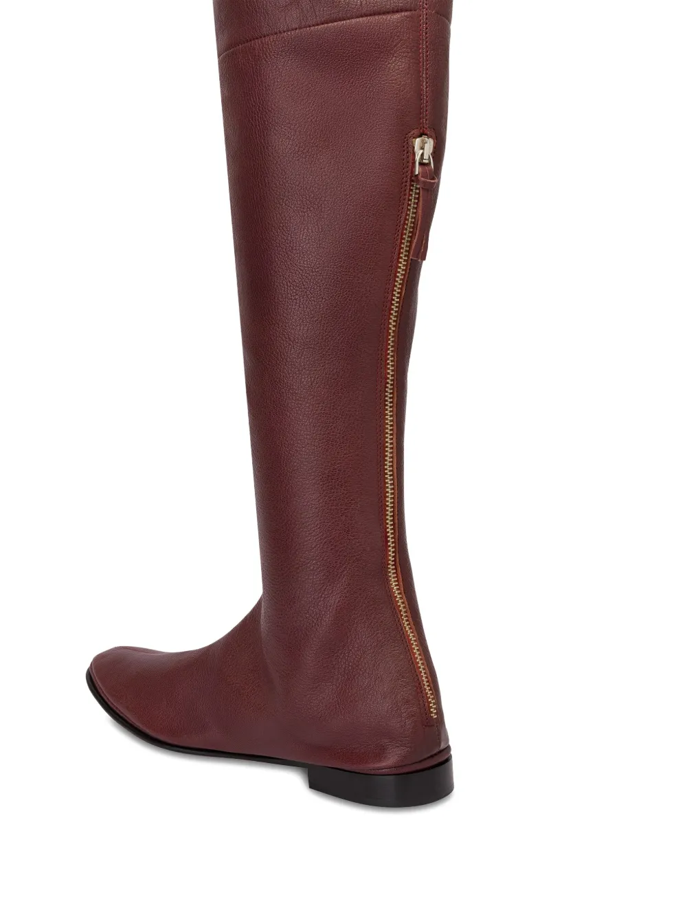 Alberta Ferretti Over-the-knee Leather Boots In Burgundy