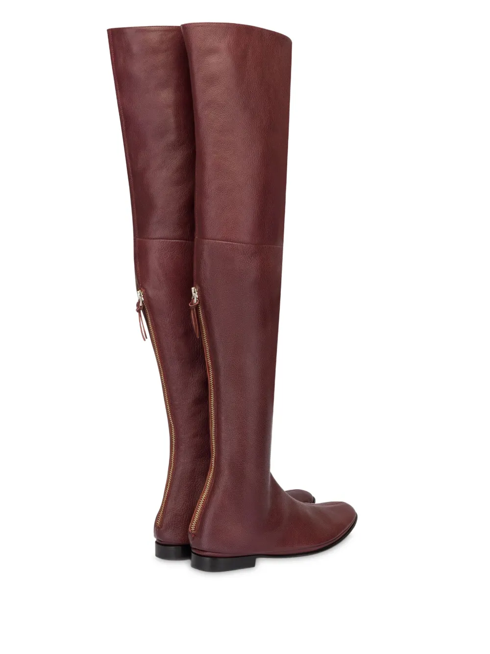 Alberta Ferretti Over-the-knee Leather Boots In Burgundy