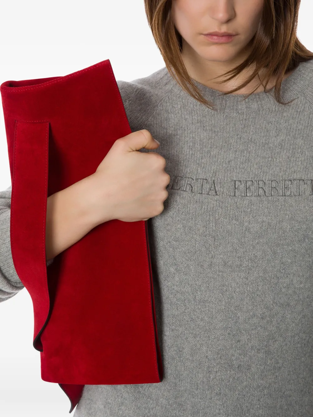 Alberta Ferretti asymmetric suede clutch bag | Image 2