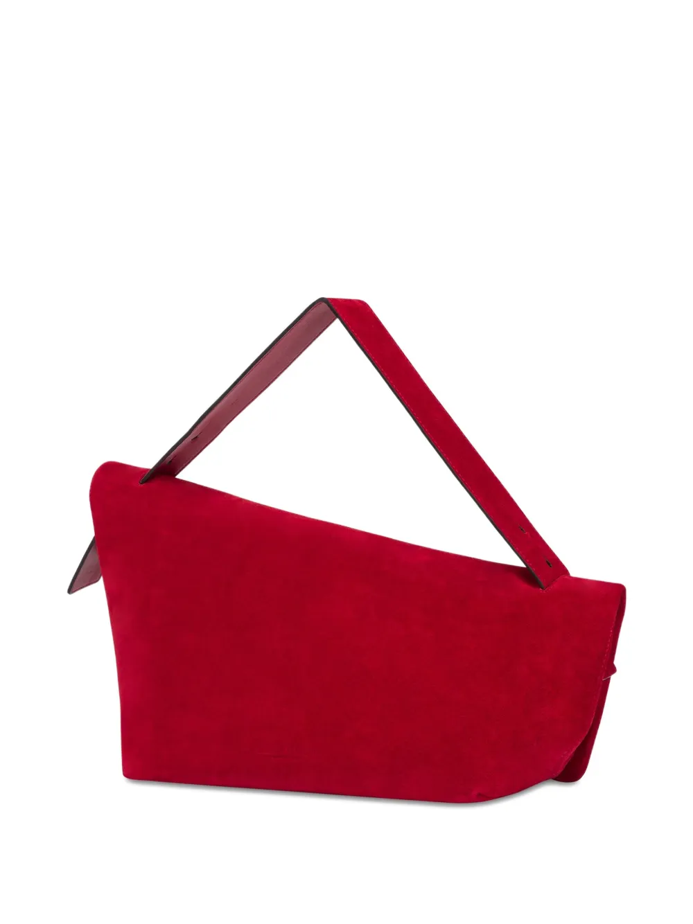 Alberta Ferretti Asymmetric Suede Clutch Bag In Red