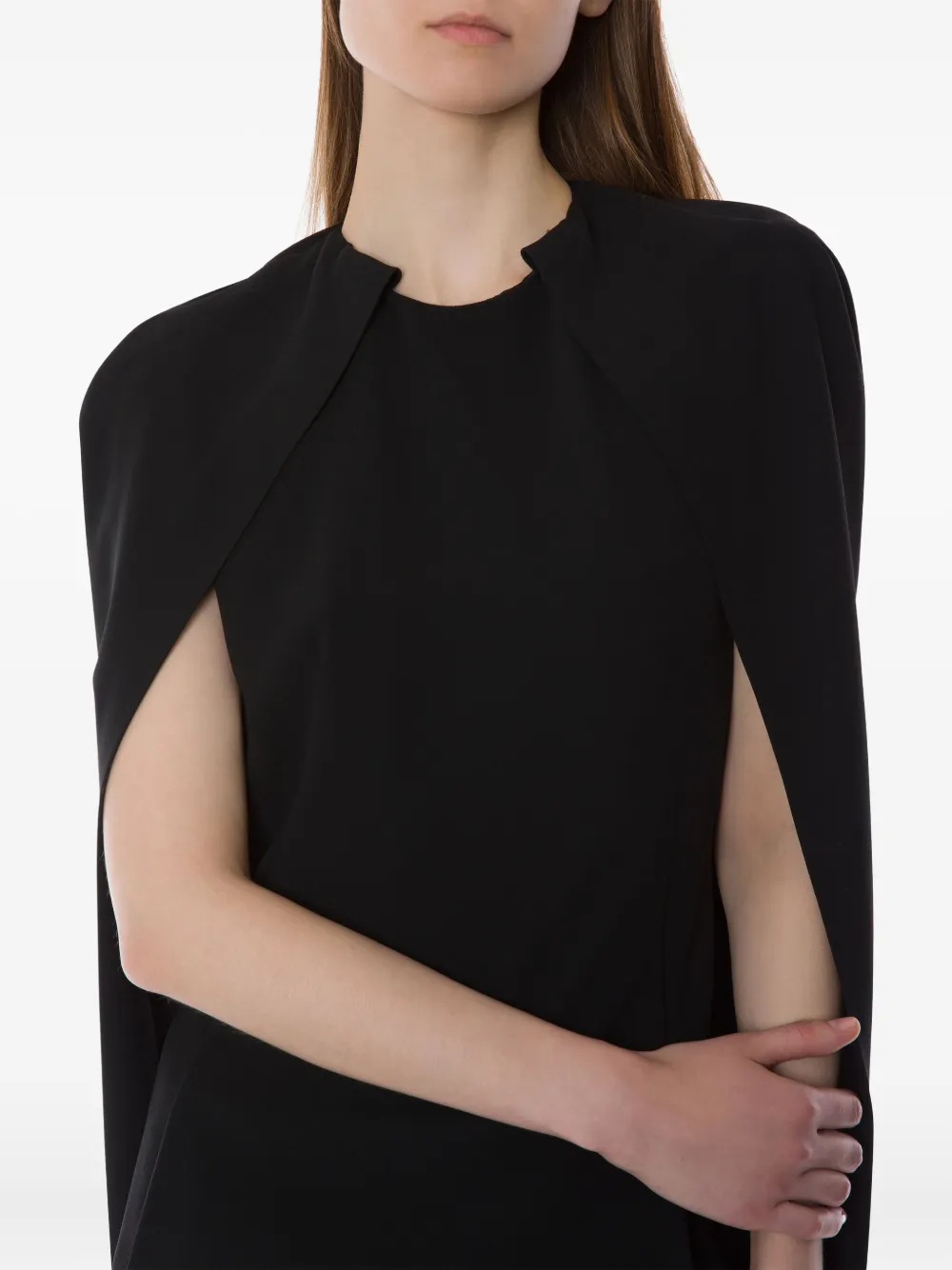 Alberta Ferretti Cape-sleeve Dress In Black