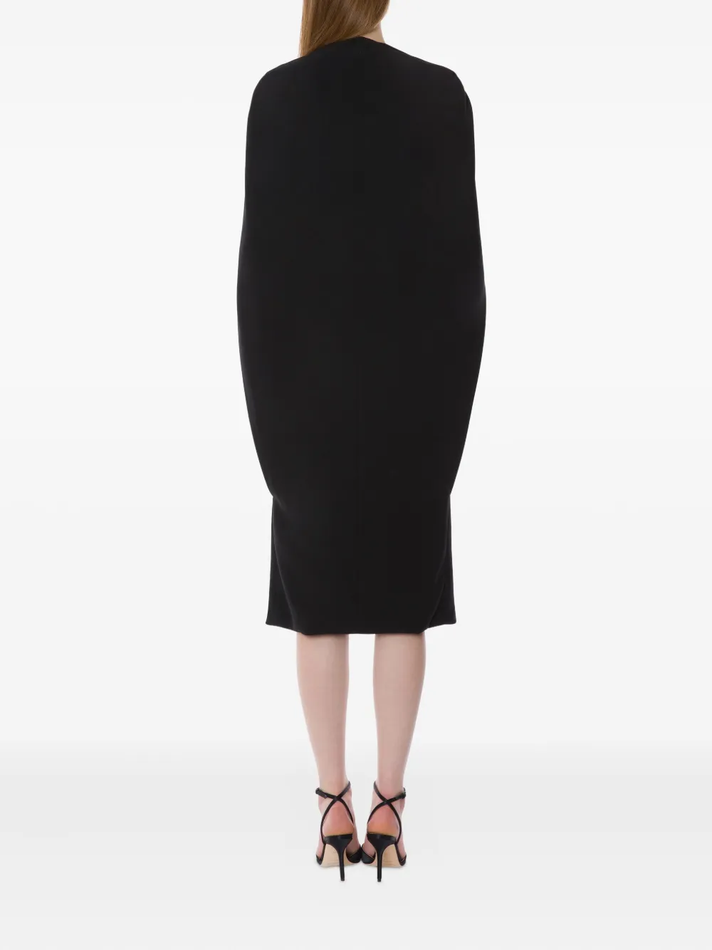 Alberta Ferretti Cape-sleeve Dress In Black
