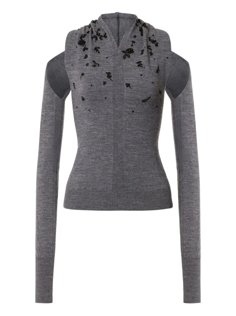 Alberta Ferretti Off-shoulder Virgin-wool Sweater In Gray